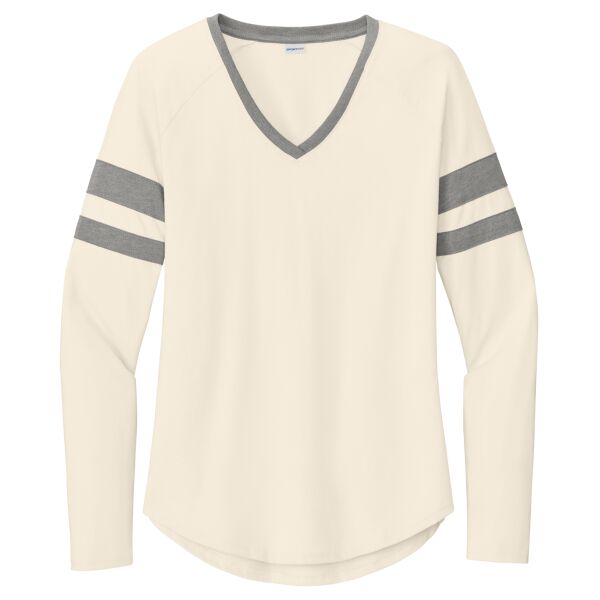 Women's Halftime Stripe Long Sleeve V Neck Tee Thumbnail